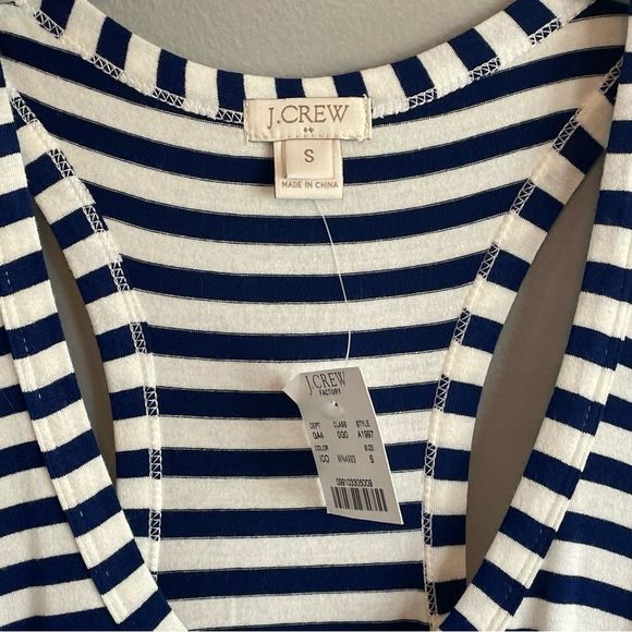 J Crew Racer back Navy striped Maxi dress size S small women’s New - Picture 2 of 3